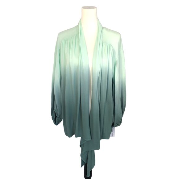 Young Fabulous & Broke boho green ombre puff sleeve wrap jacket top size Med NWT - Picture 3 of 9